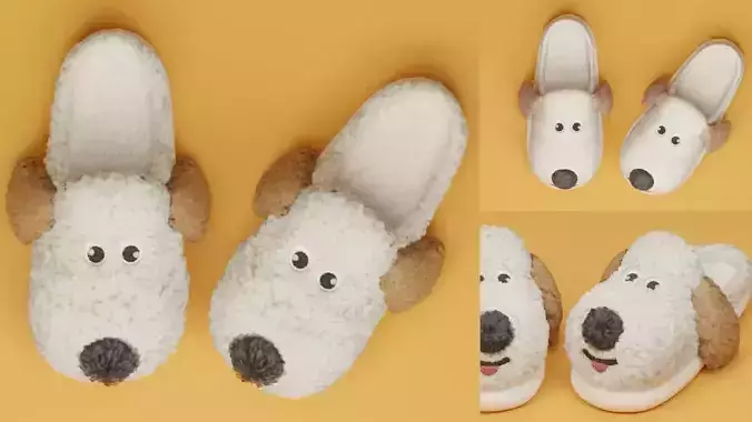 Cute slipper with fur cards v2