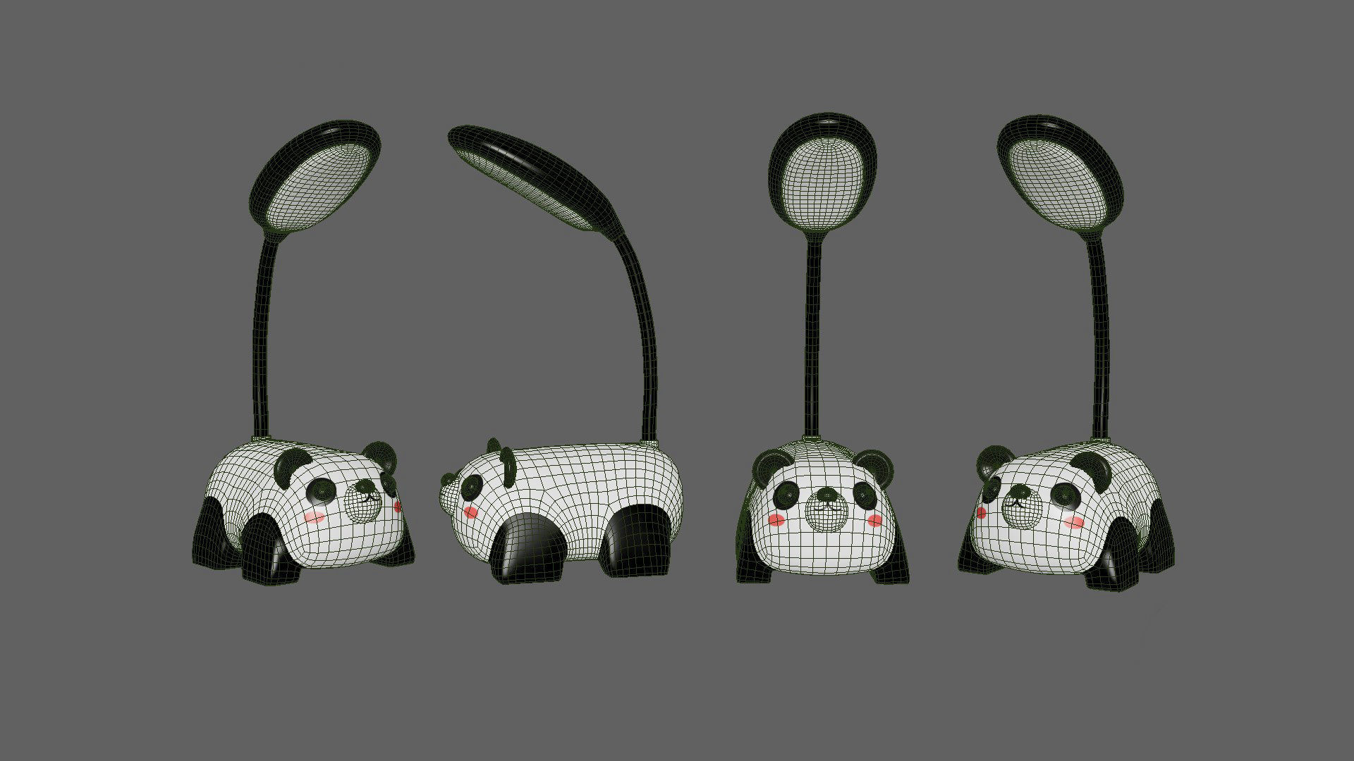 Panda Desk Lamp Low-poly 3D model_6
