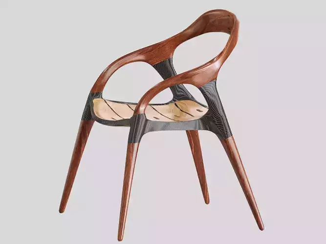 wood and carbon fiber chair 3D model