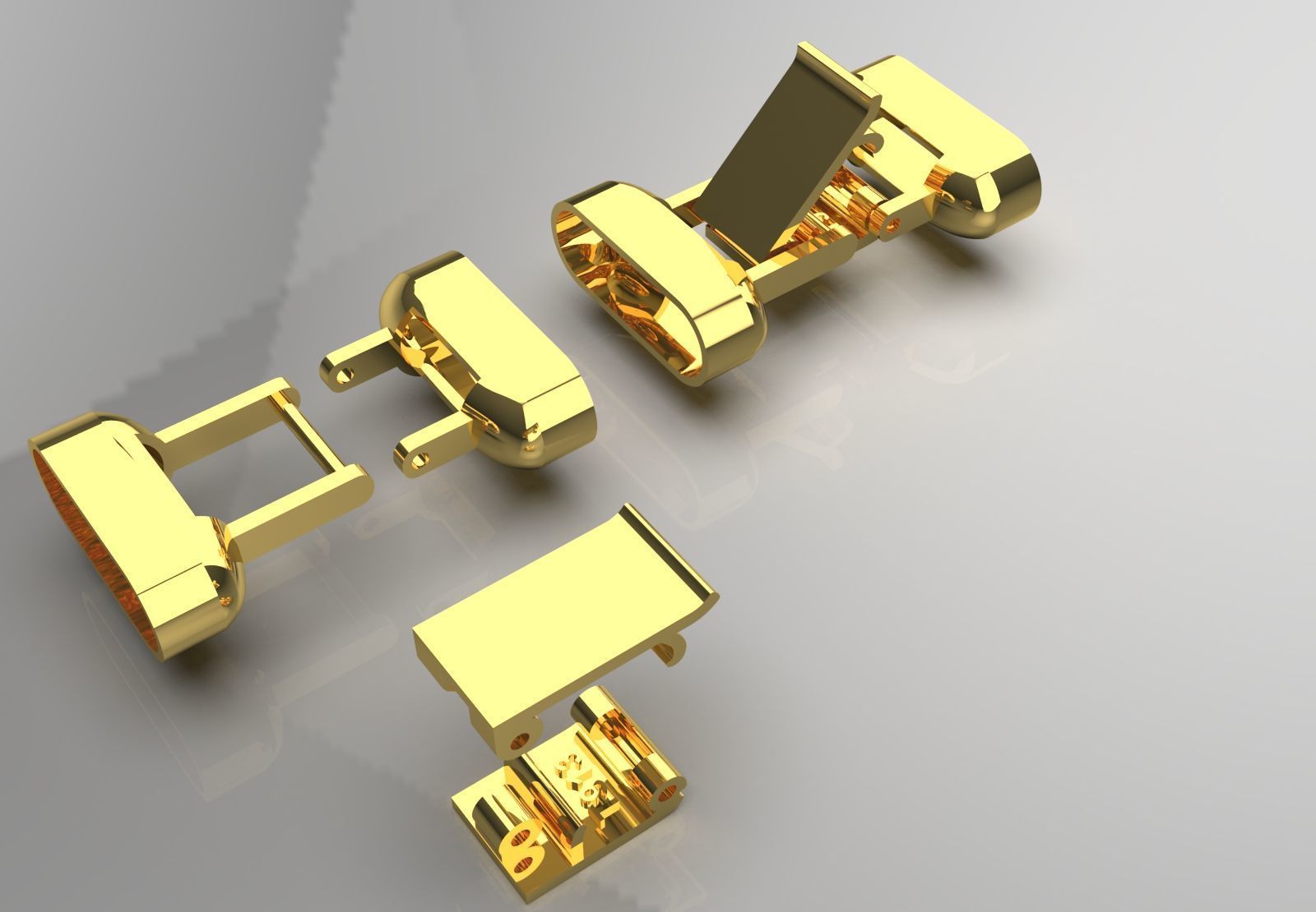 Two-tone gold box bracelet lock model gl0010 3D print model_17