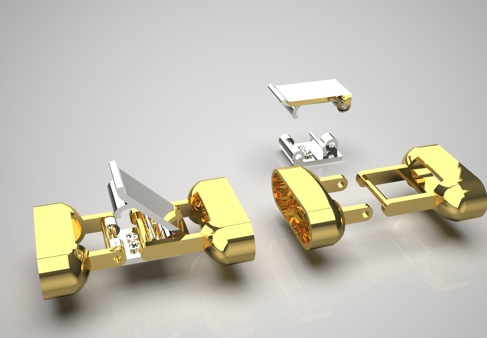 Two-tone gold box bracelet lock model gl0010 3D print model_16