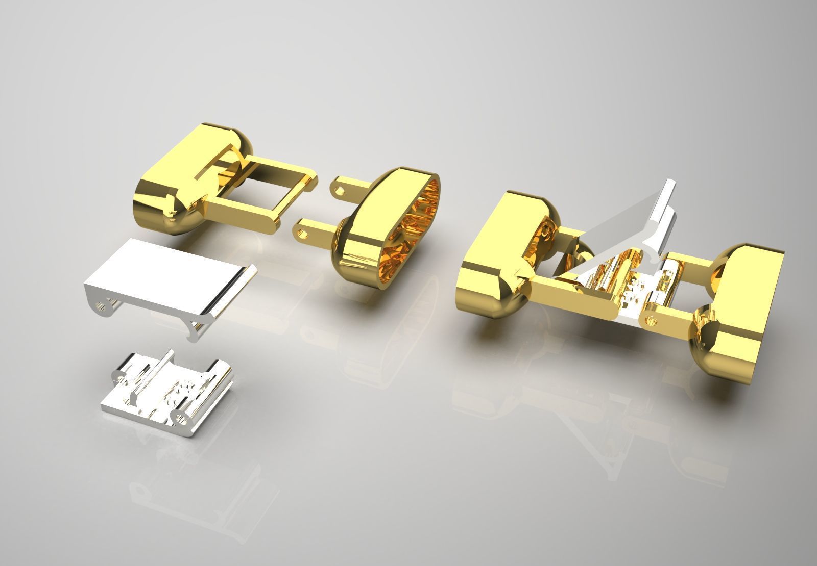 Two-tone gold box bracelet lock model gl0010 3D print model_15