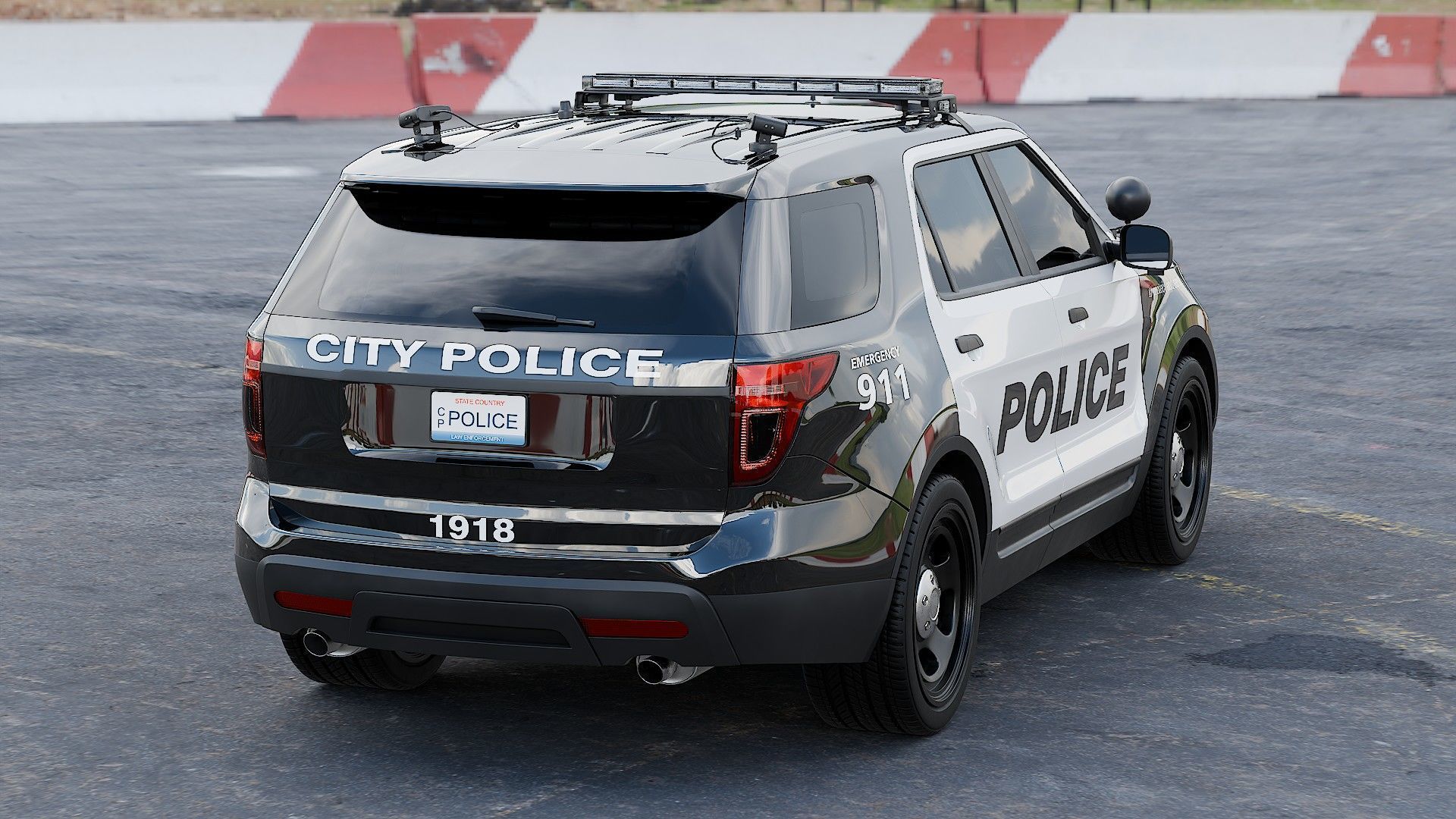 American SUV Police Car 3D model_6