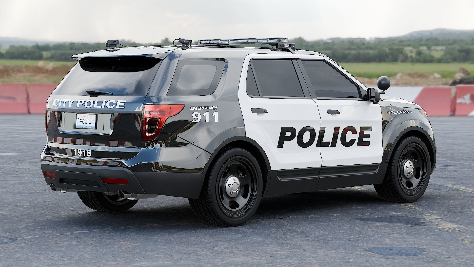 American SUV Police Car 3D model_4