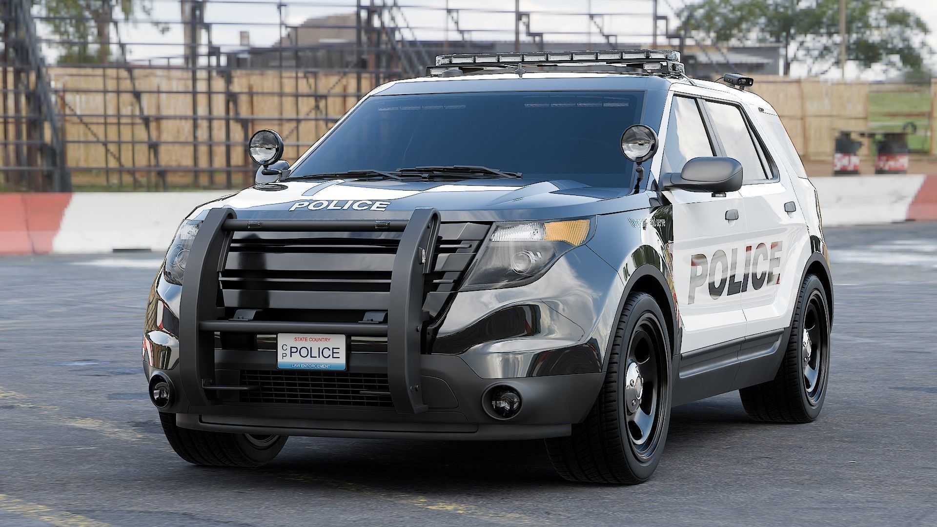 American SUV Police Car 3D model_5