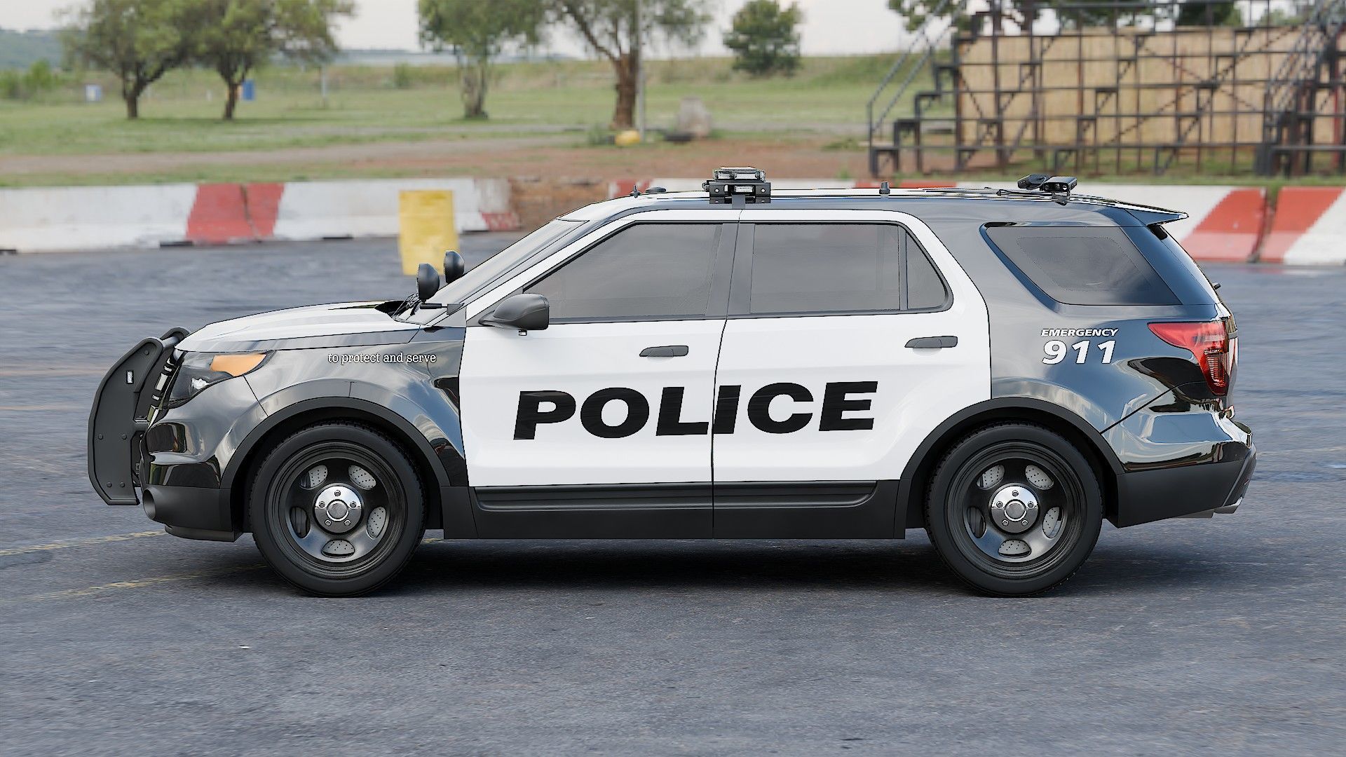 American SUV Police Car 3D model_9