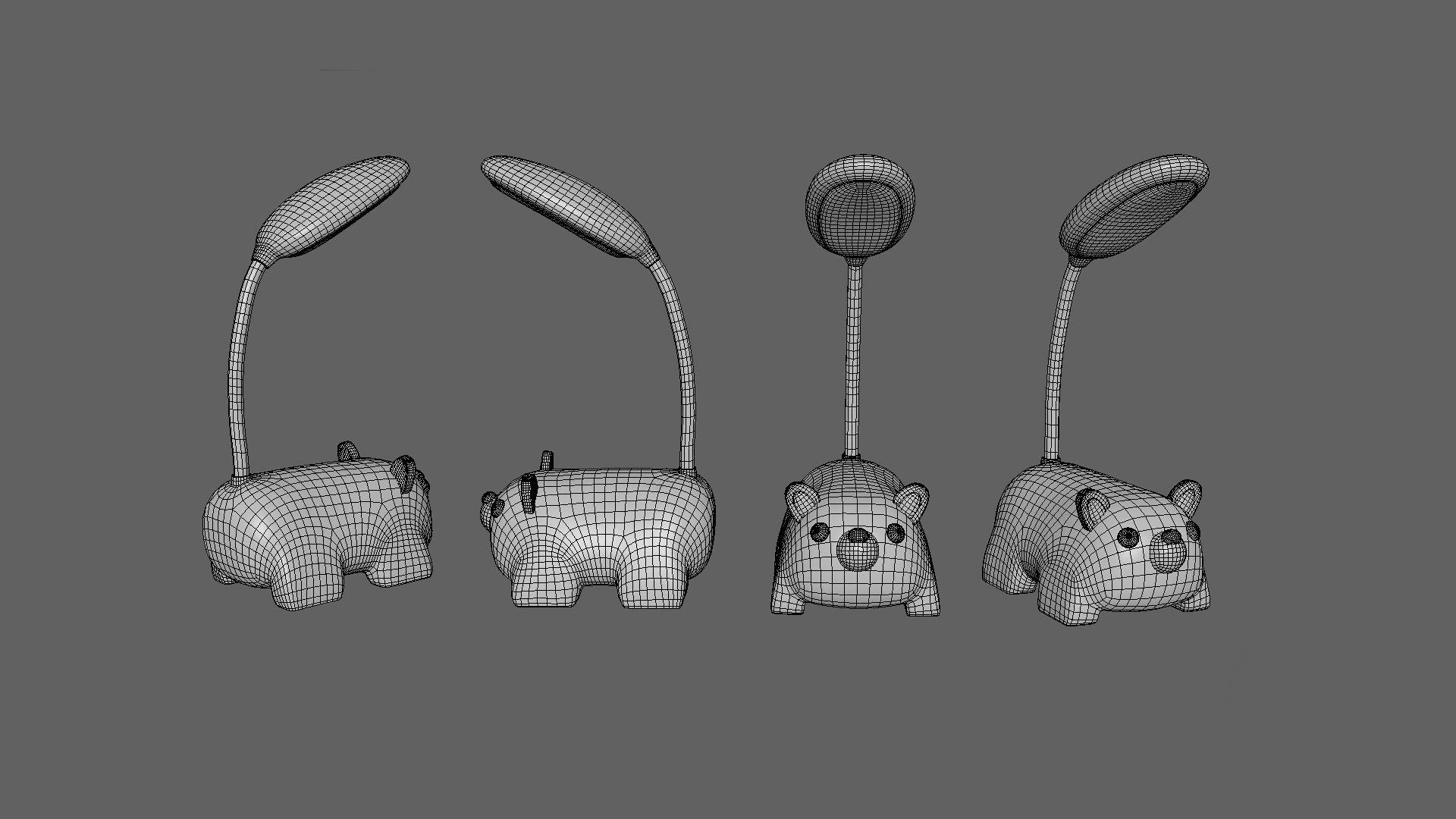 Wolf Desk Lamp Low-poly 3D model_6