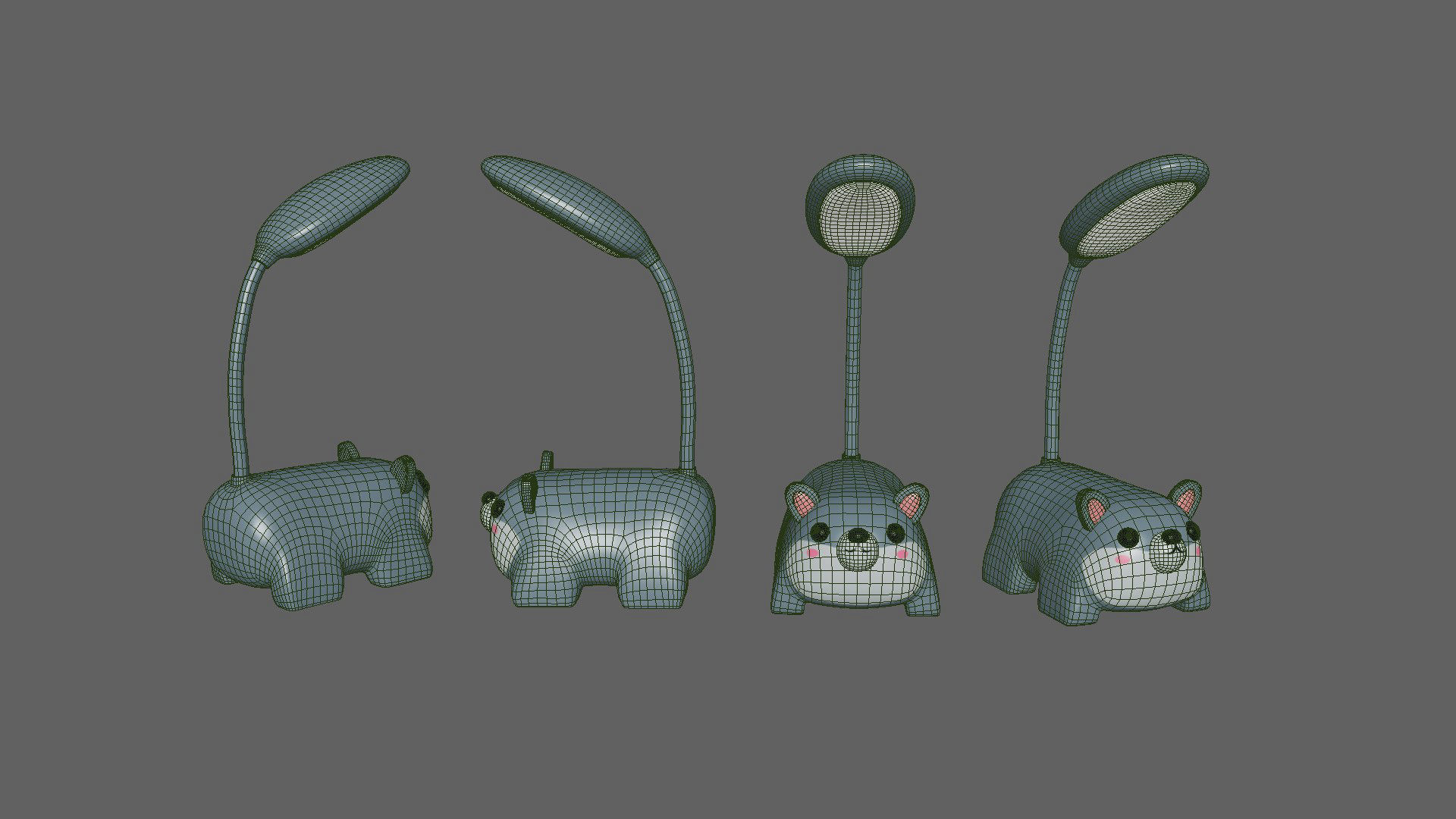 Wolf Desk Lamp Low-poly 3D model_7