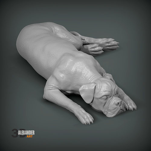 boxer dog sleeping 3D print model