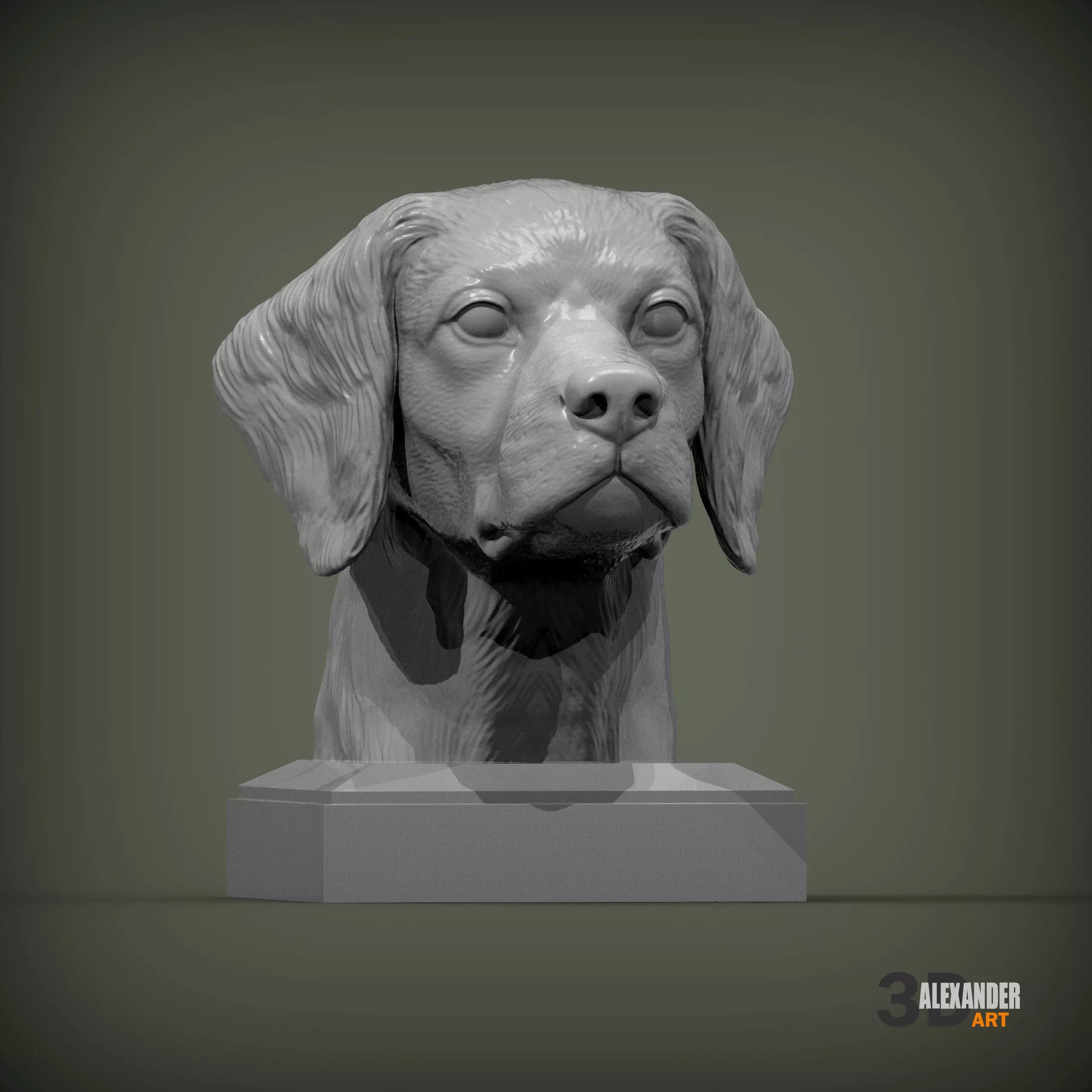 Brittany Spaniel or Breton Spaniel bust 3D print model_0