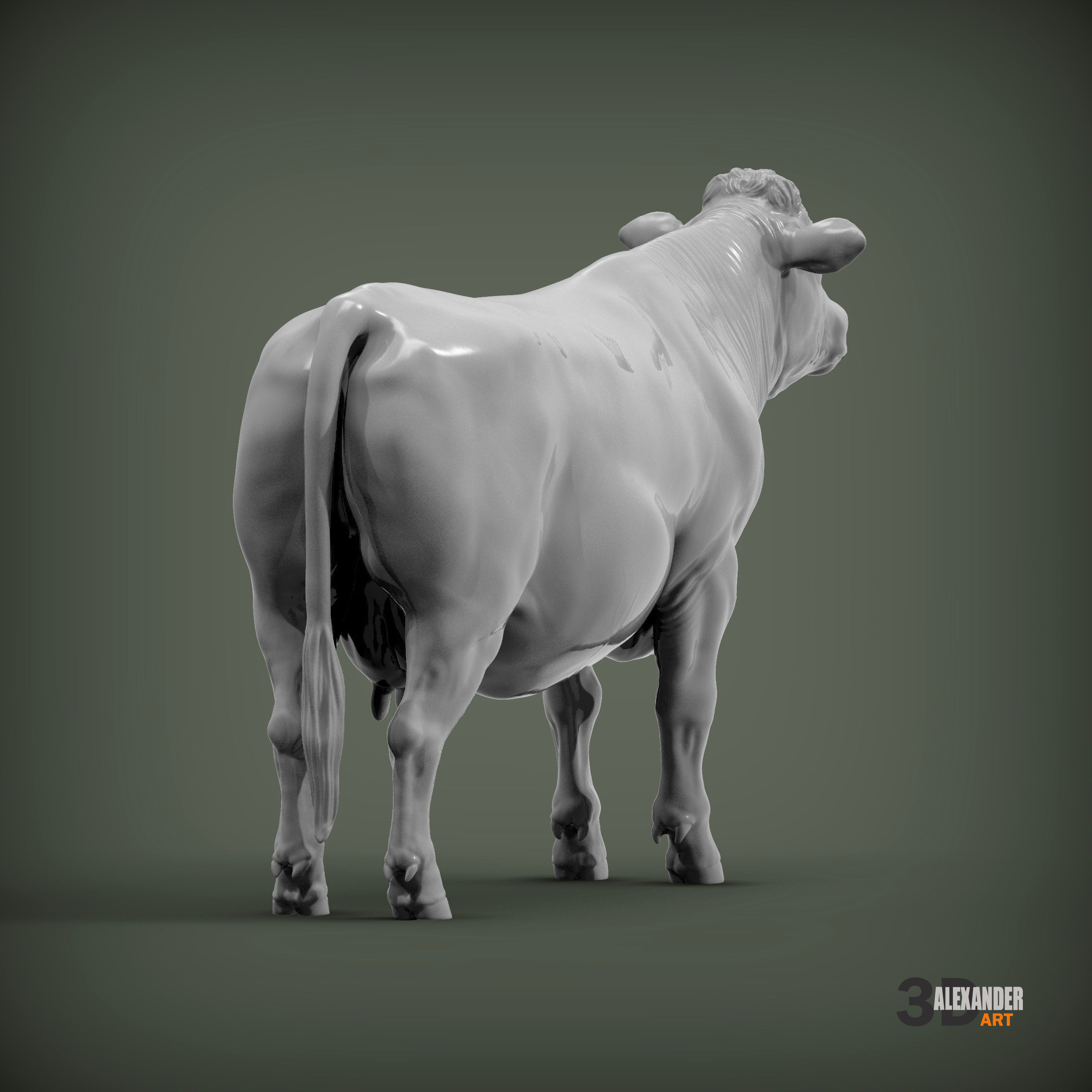 Charolais cow 3D print model_5