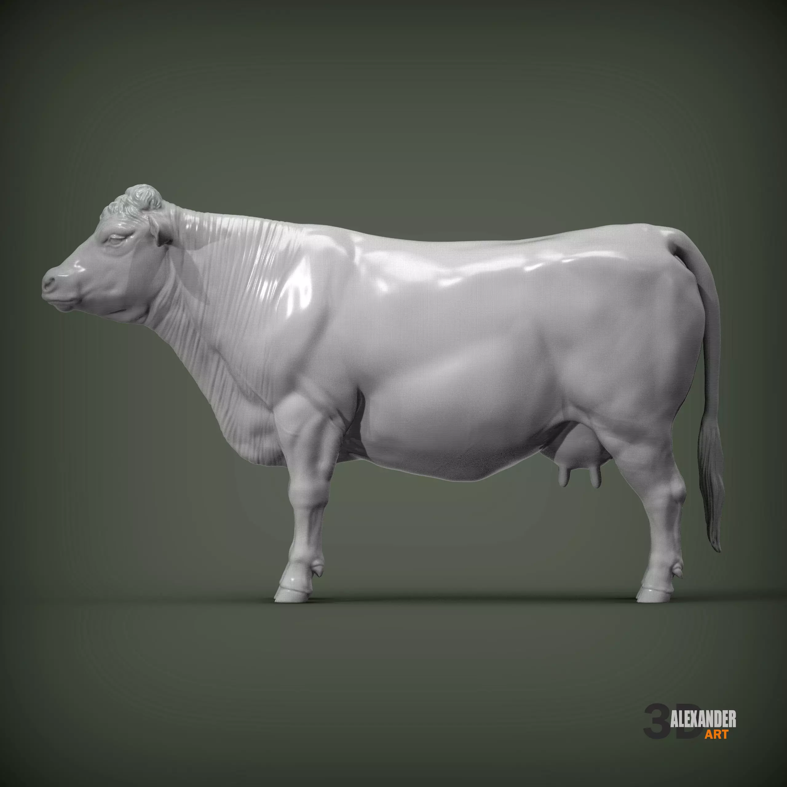 Charolais cow 3D print model_0