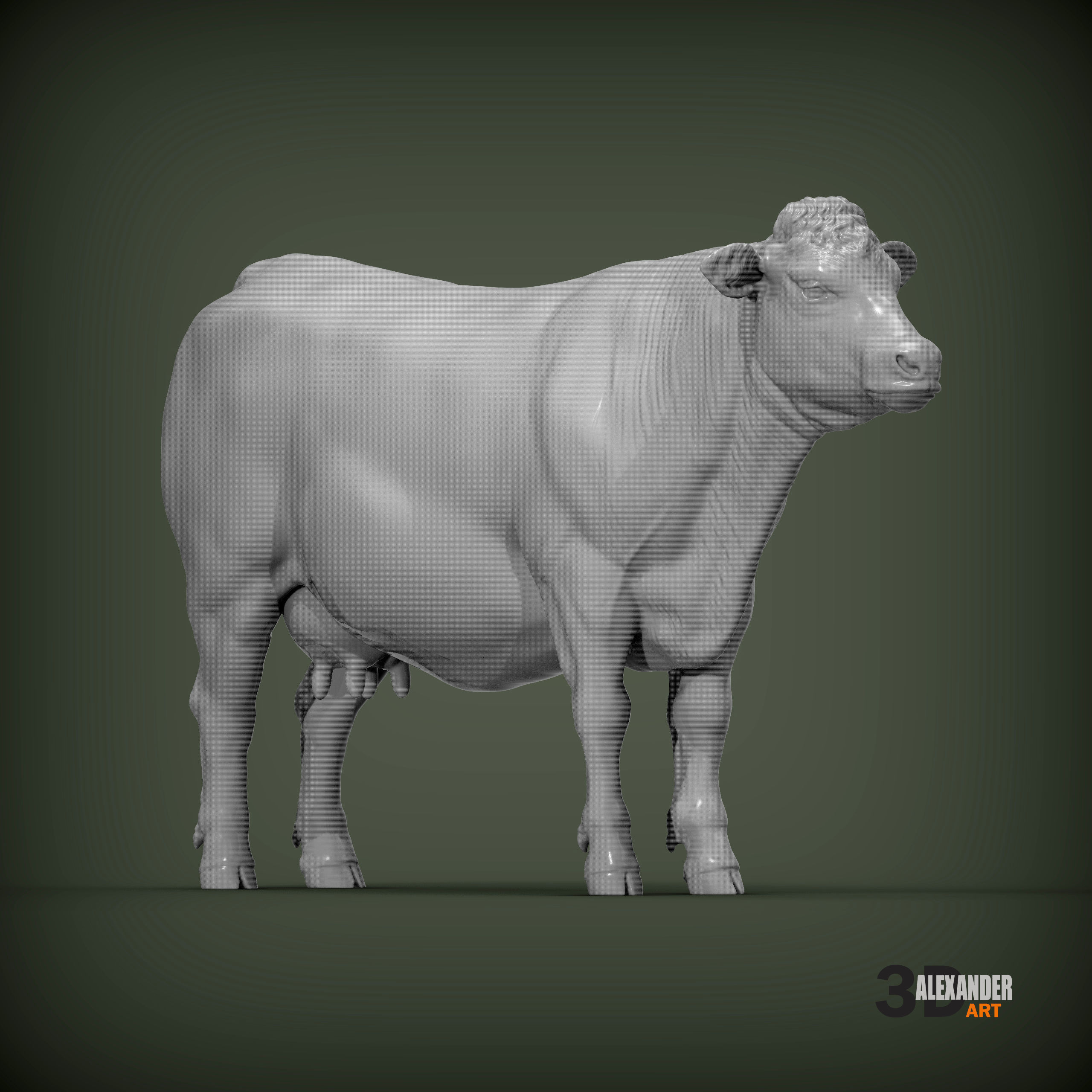 Charolais cow 3D print model_1