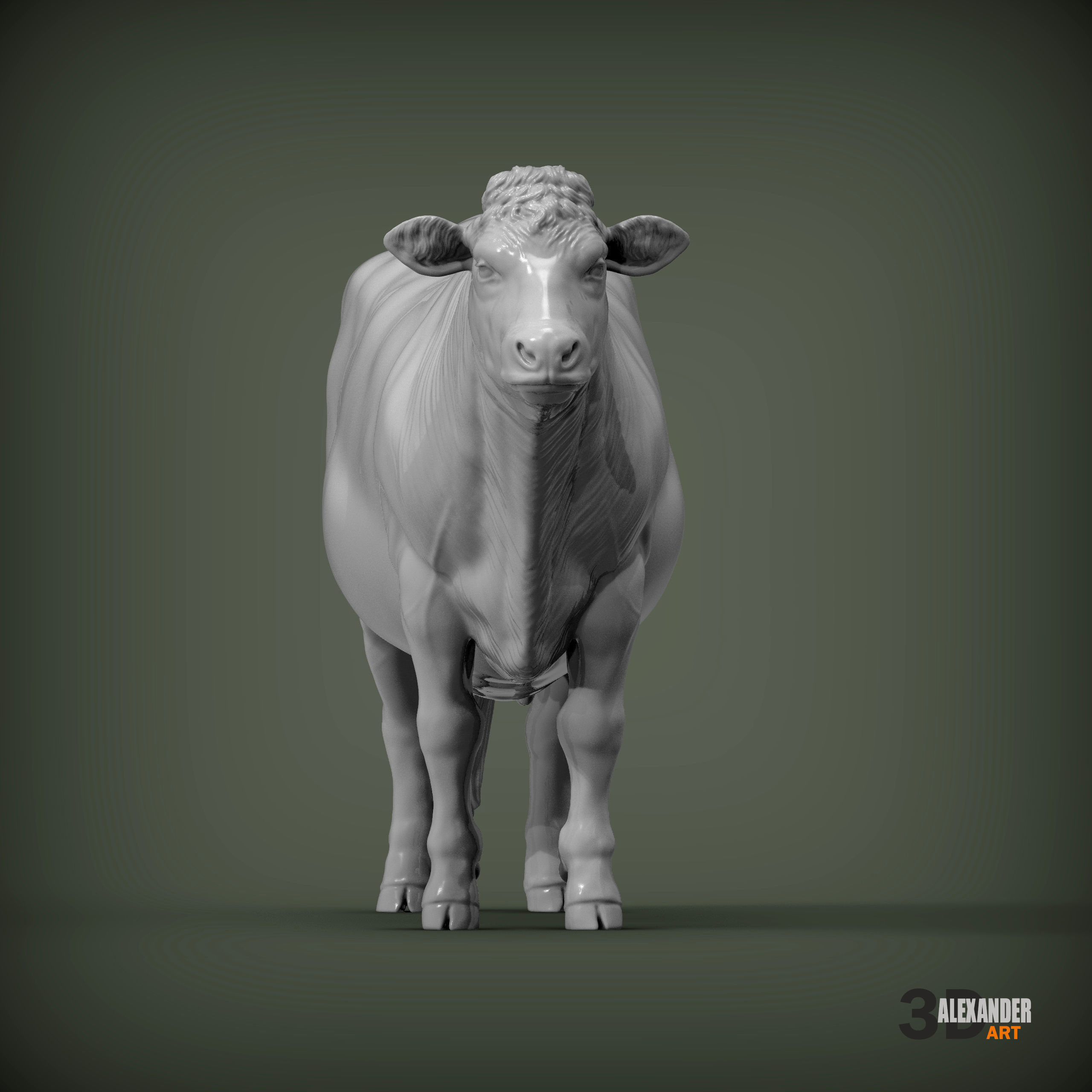 Charolais cow 3D print model_4