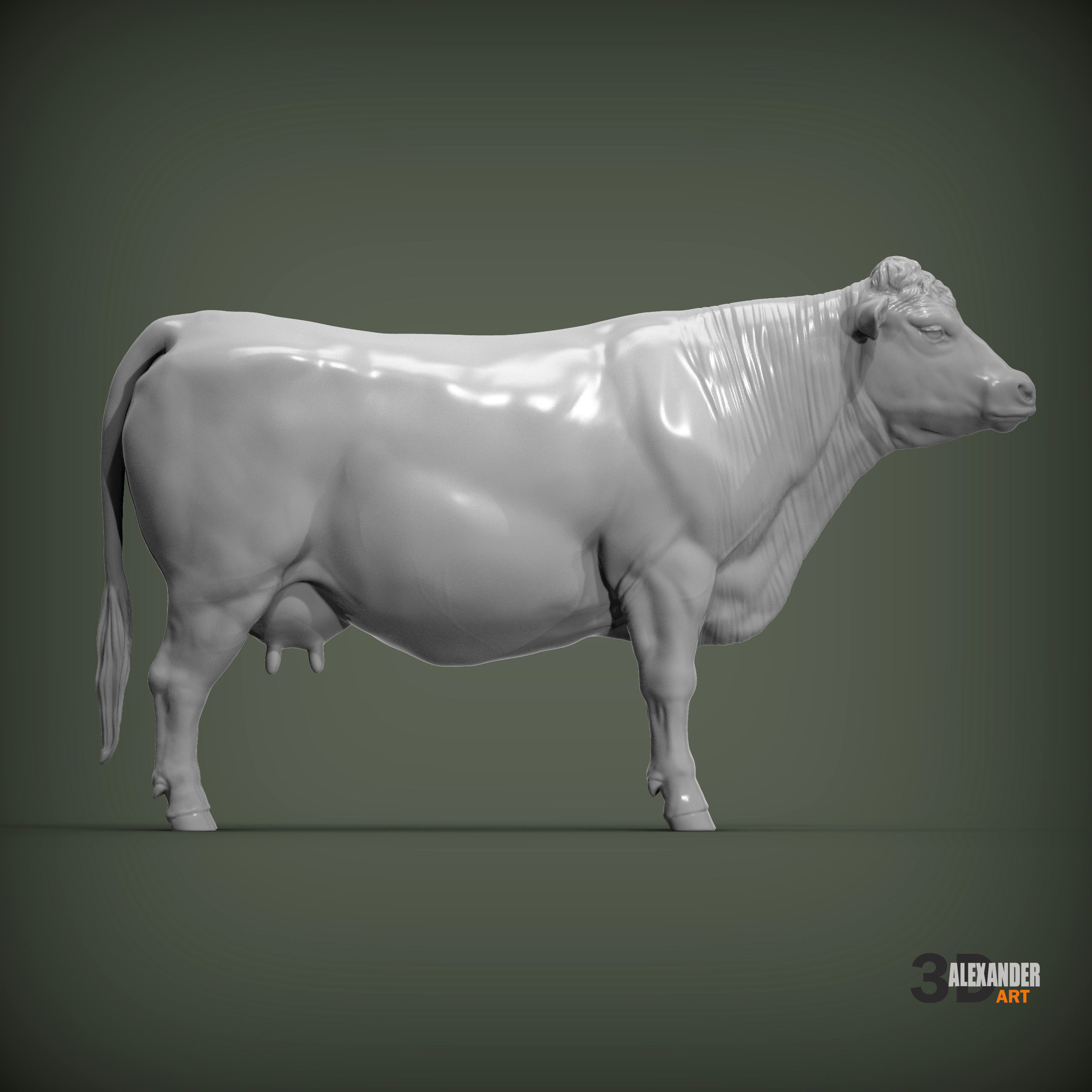 Charolais cow 3D print model_2