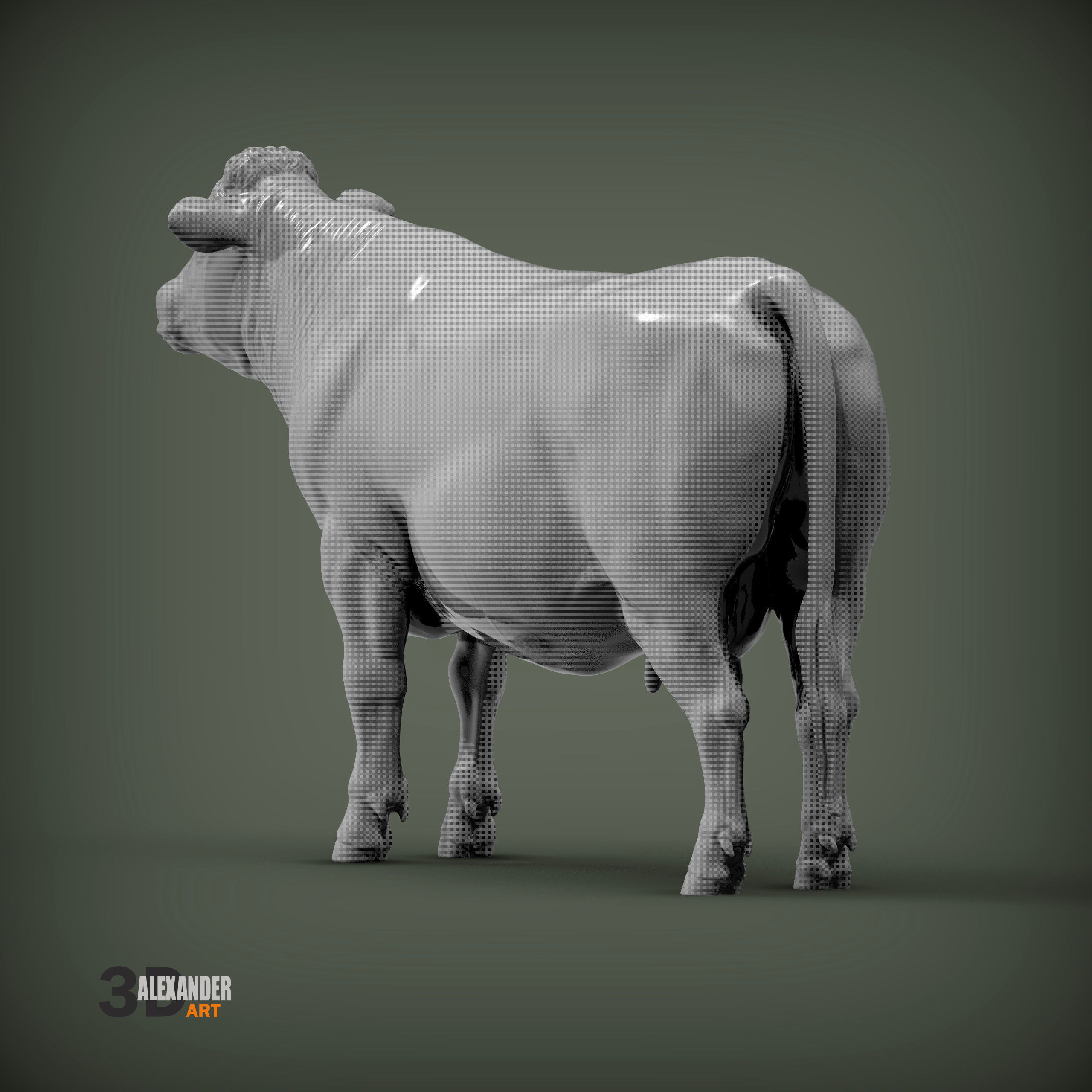 Charolais cow 3D print model_6