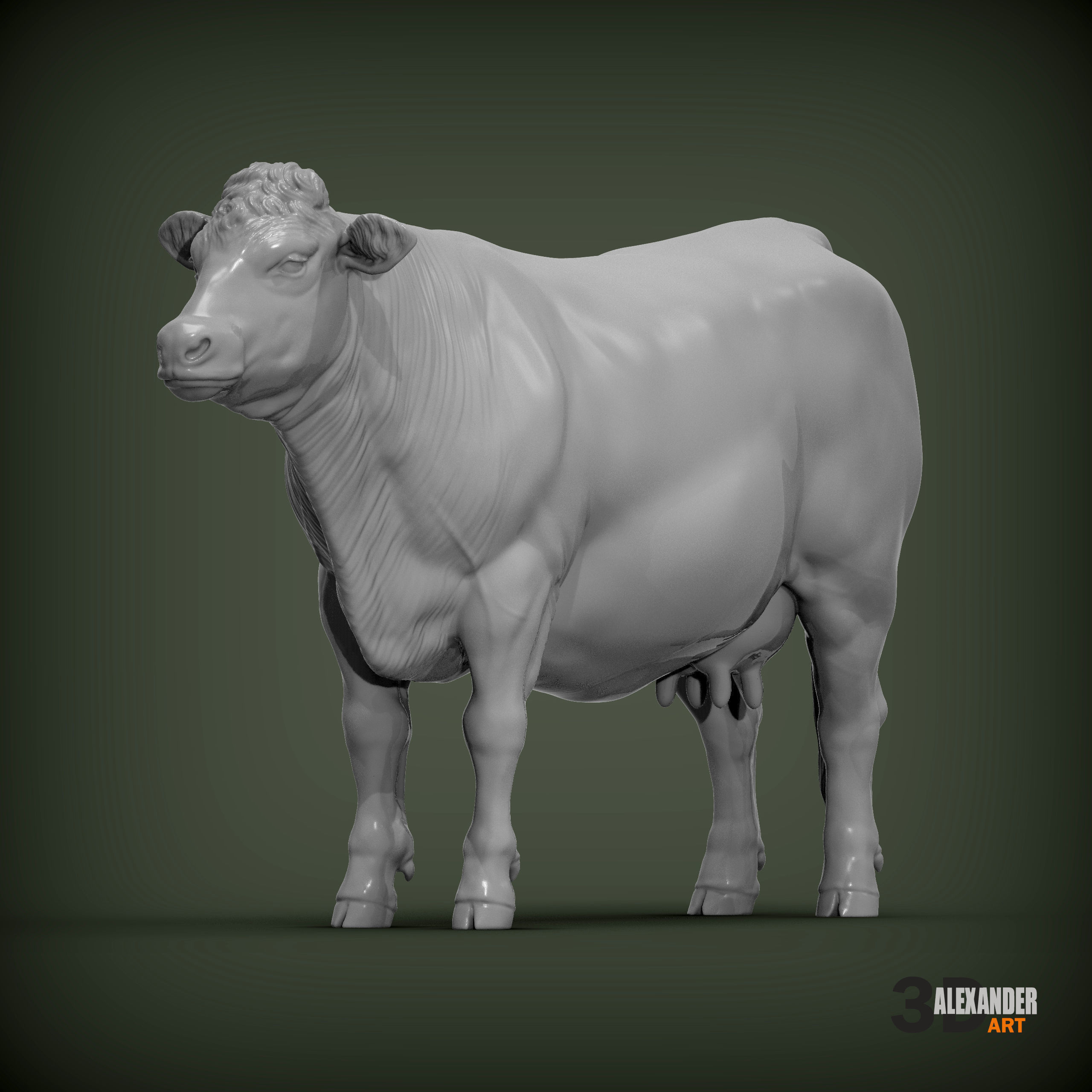 Charolais cow 3D print model_3