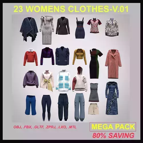 23 Womens Clothes  Mega Pack 80 Percent Saving Low-poly 3D model