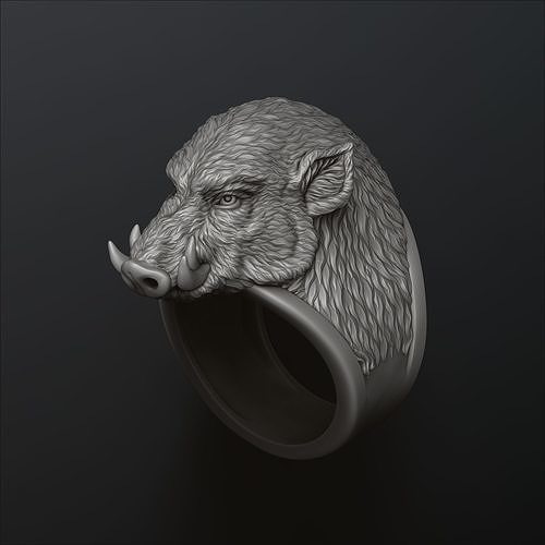 Wild Boar Ring 3D print model