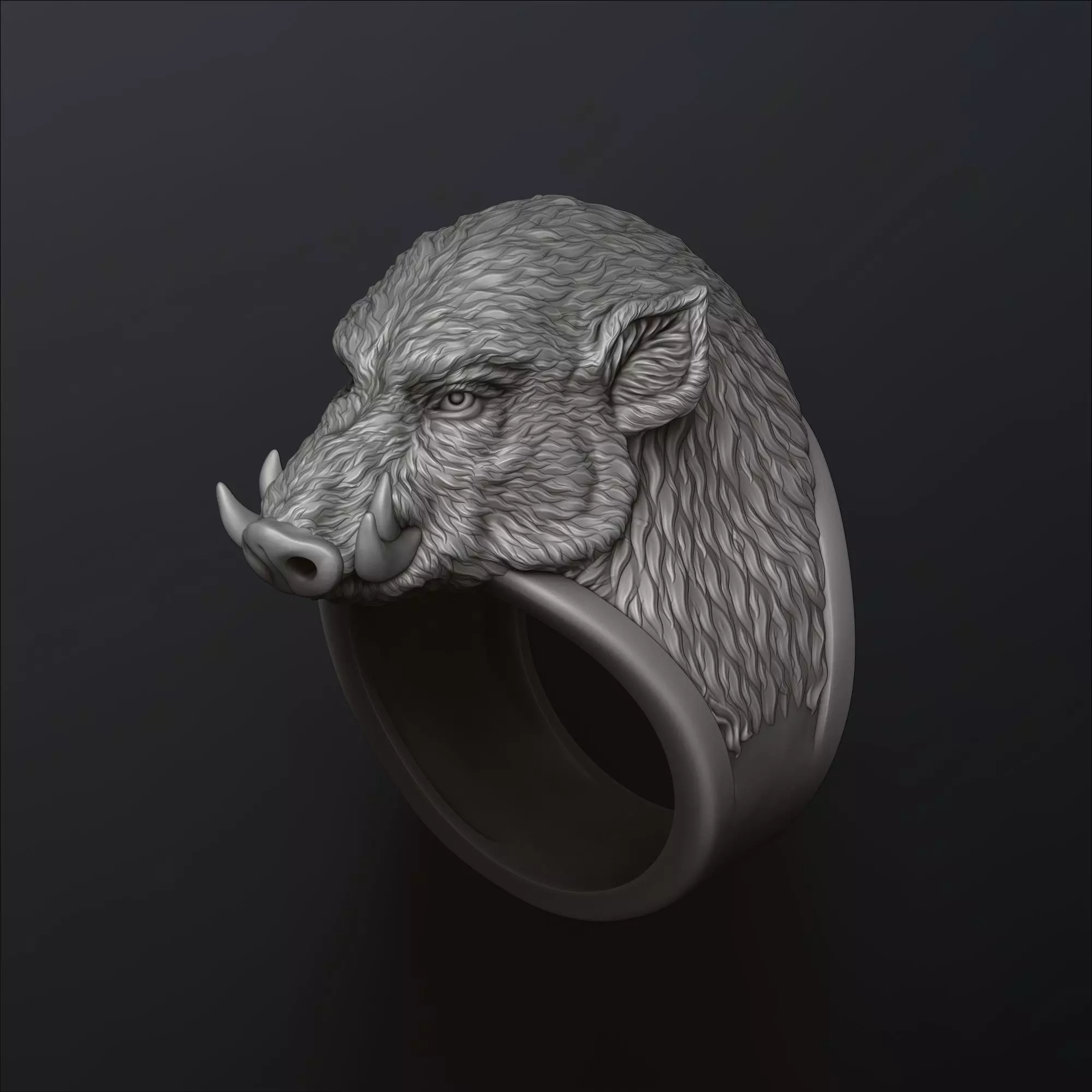 Wild Boar Ring 3D print model_0