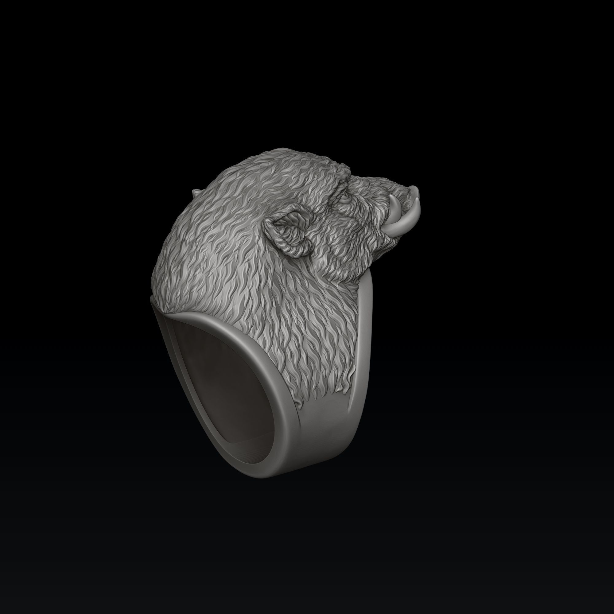 Wild Boar Ring 3D print model_1