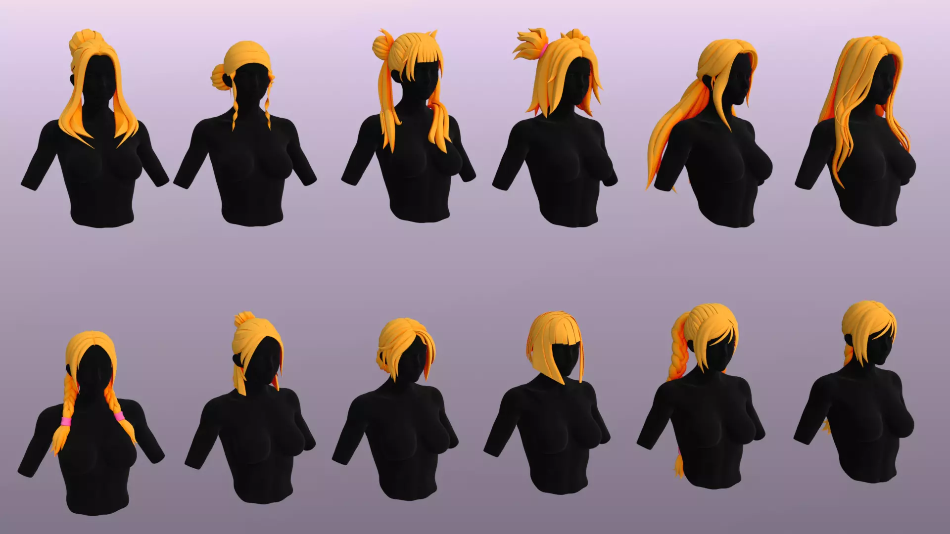 Stylized Hair Pack 02 Low-poly 3D model