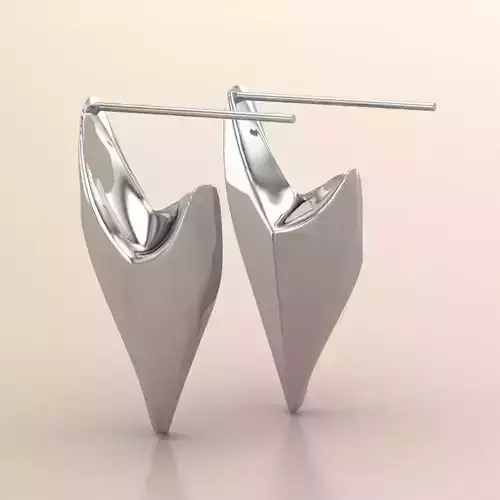 Minimalist Spike Stud Earrings 3D Print Unique Angular jewelry 3D print model