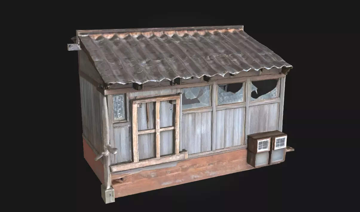 Weathered Shack Shelter of Time 3D model_0