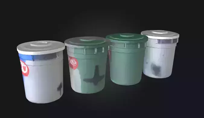 Trash Bins Quartet  Urban Clutter Collection