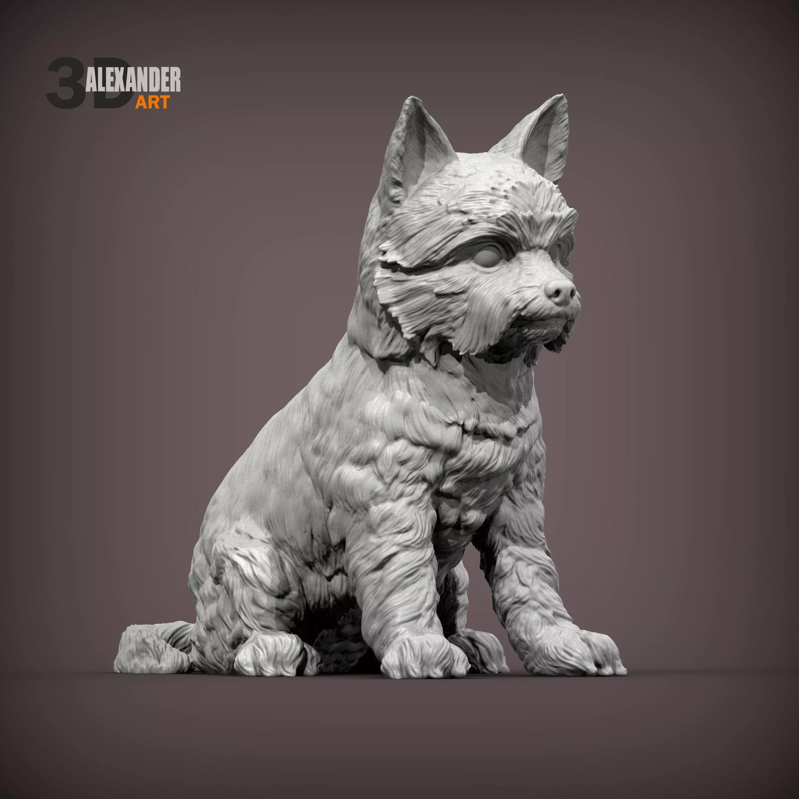 Yorkshire Terrier sitting 3D print model