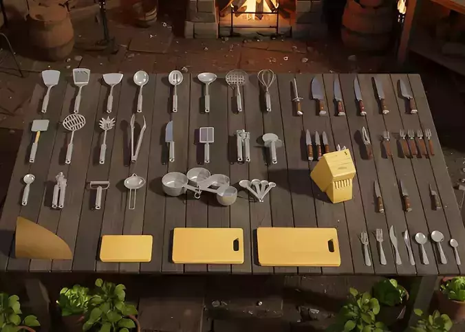 Kitchen Tool - 56 Realistic Kitchen Asset Pack Low poly Utensils Low-poly 3D model