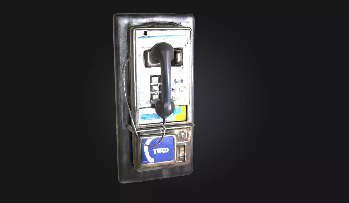 Vintage Payphone Retro Street Corner Relic 3D model_0