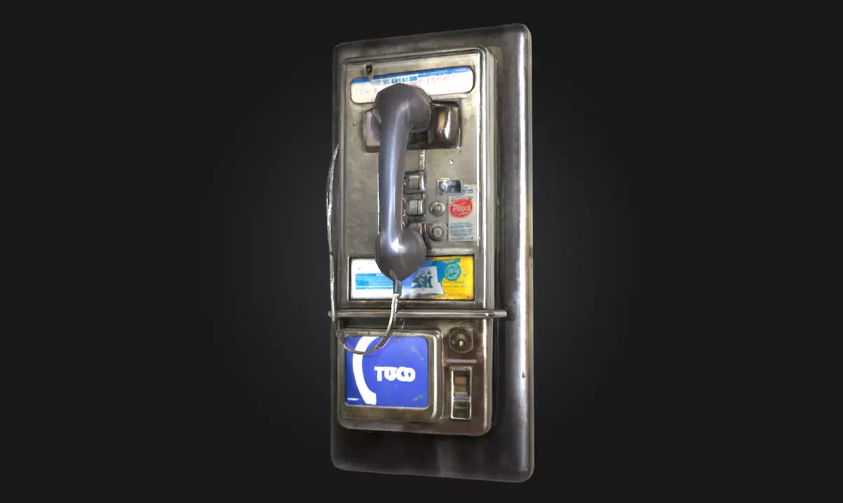 Vintage Payphone Retro Street Corner Relic 3D model_4