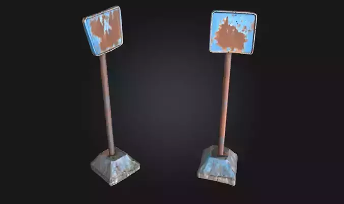 Rusty Parking Signs  Weathered Urban Street Props