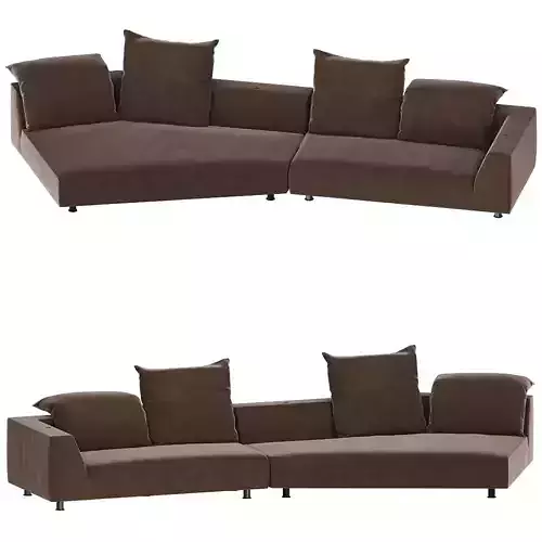 Modern Brown Velvet Sectional Sofa 