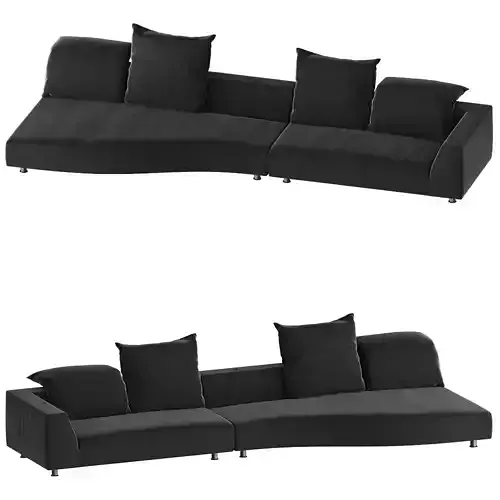 Modern Black Velvet Sectional Sofa 