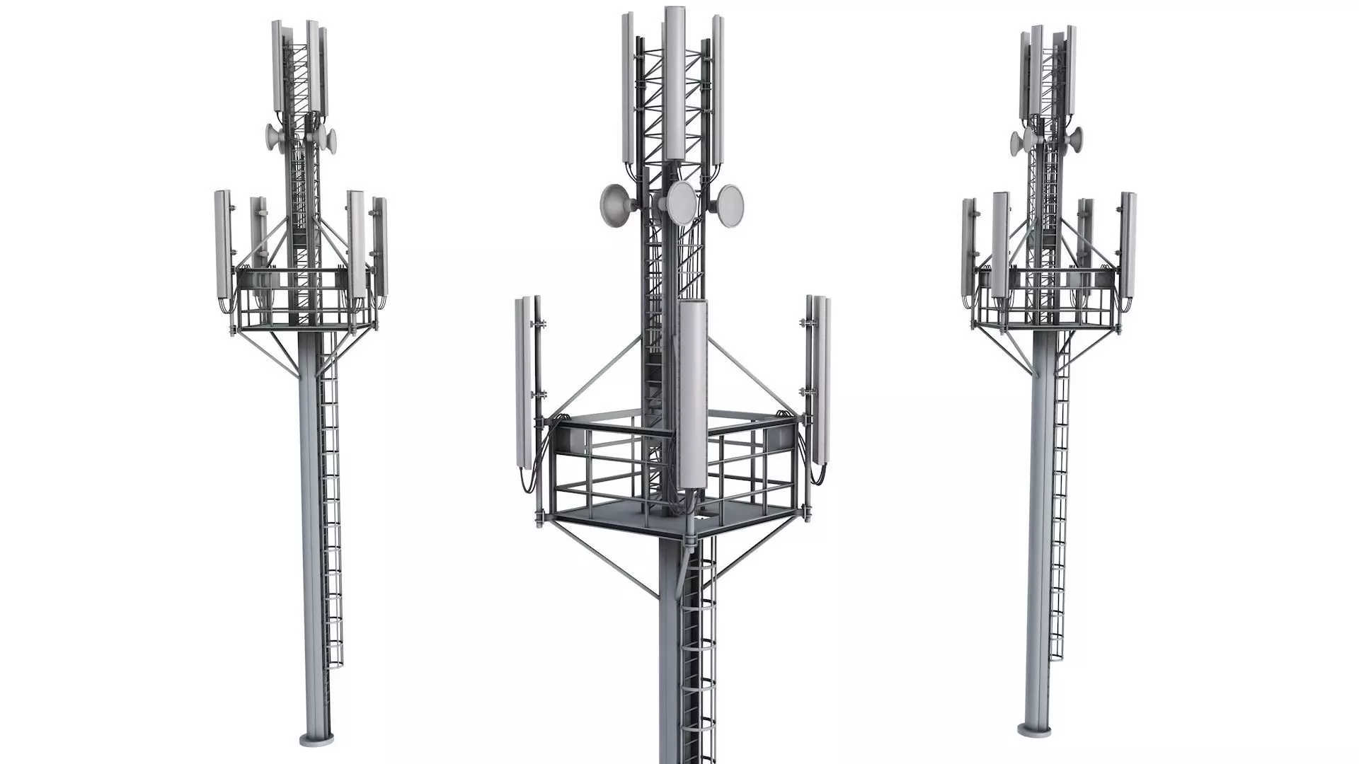 Cell Site Mobile Tower 3D model_0