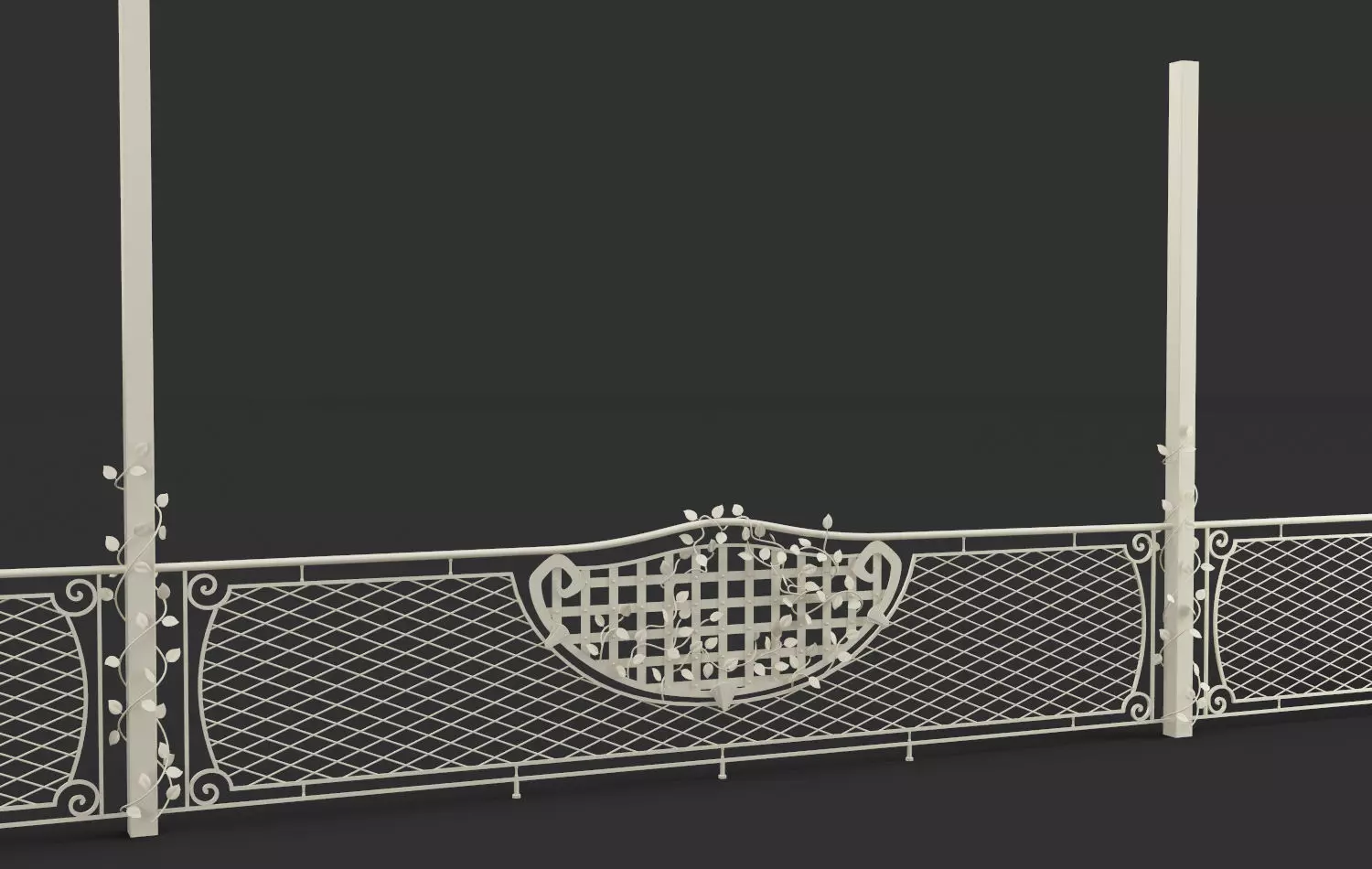 Wrought Metal Decorative Fence 3D model_0