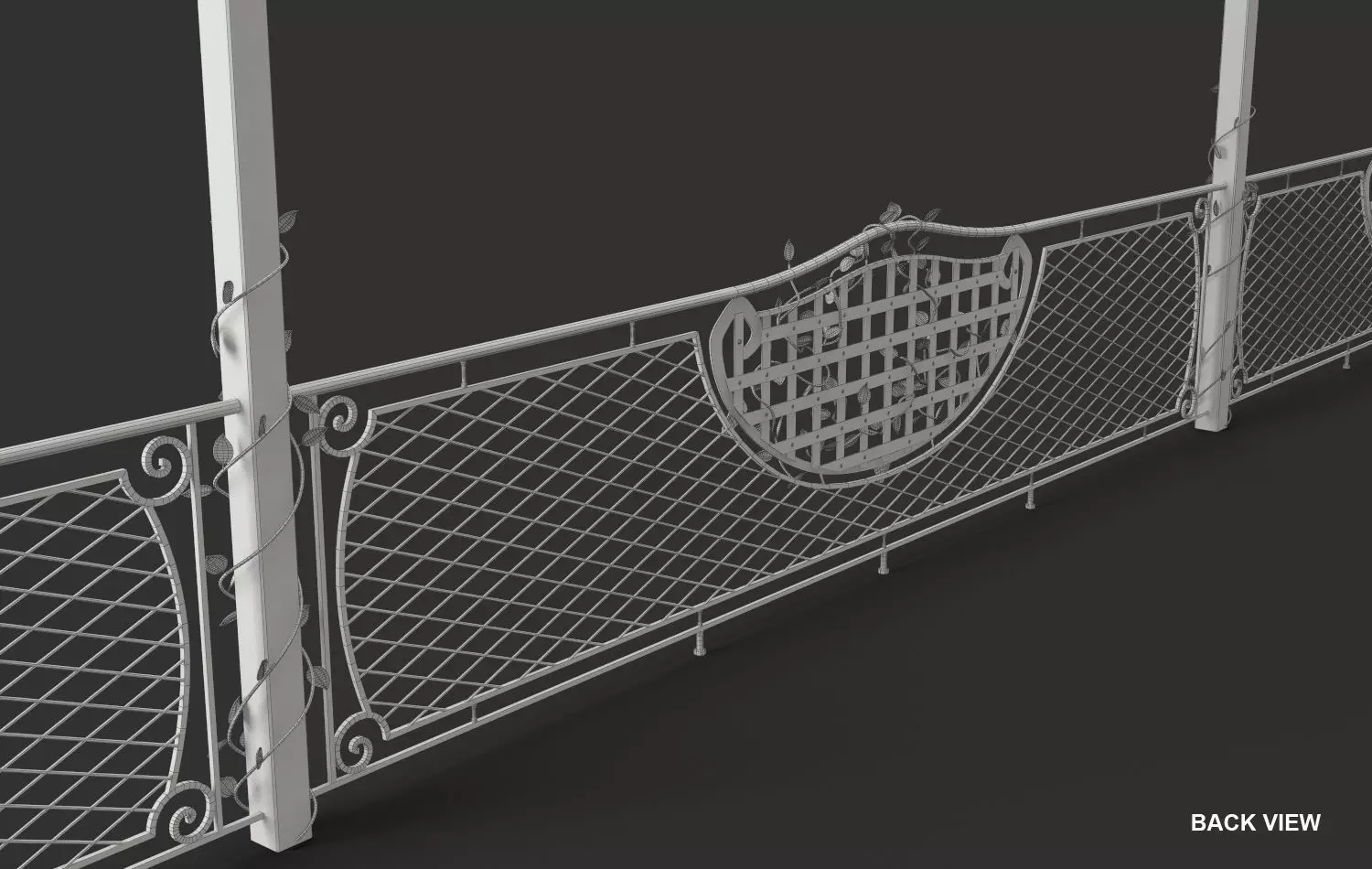Wrought Metal Decorative Fence 3D model_4