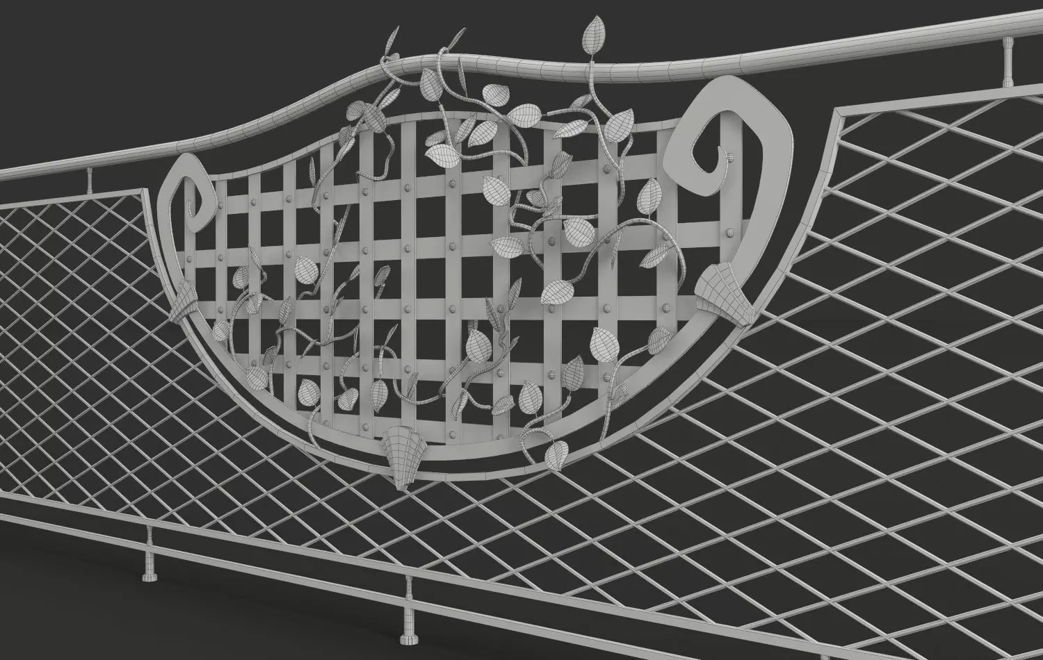 Wrought Metal Decorative Fence 3D model_2