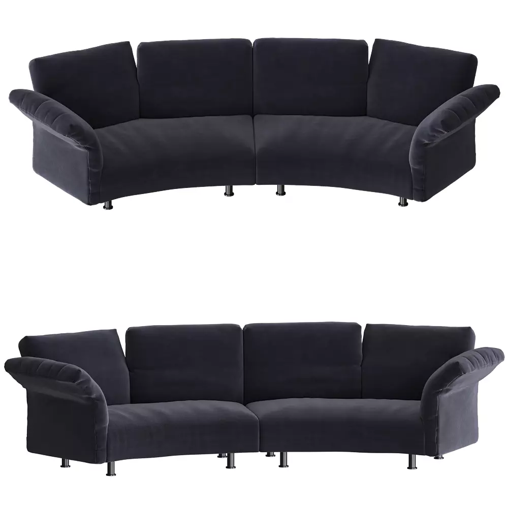 Curved Modular Velvet Sofa 3D model_0