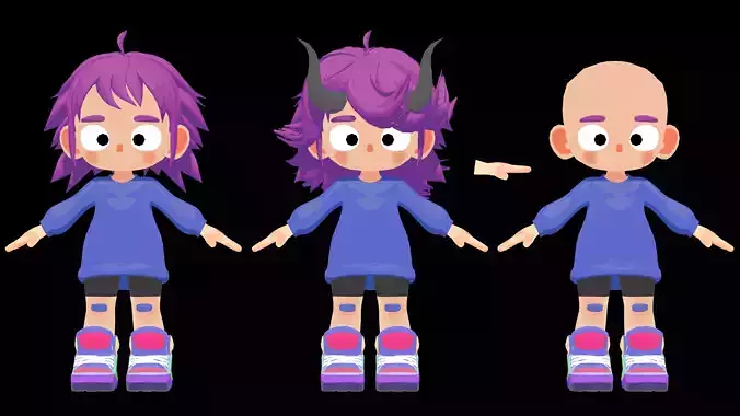 Chibi kid for Blender 3D model