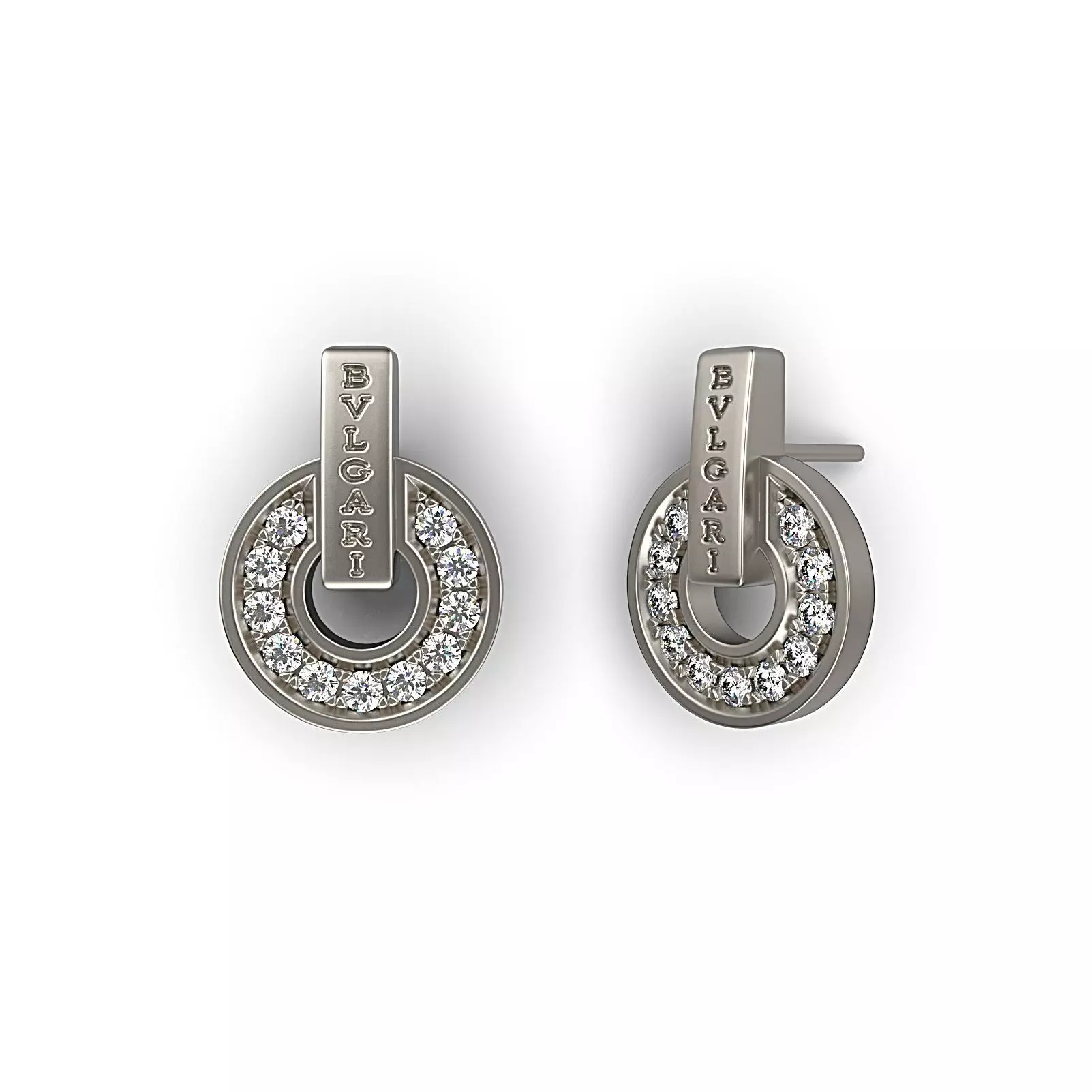 BVL Earring Studs or Necklace with full pave diamonds 3D print model