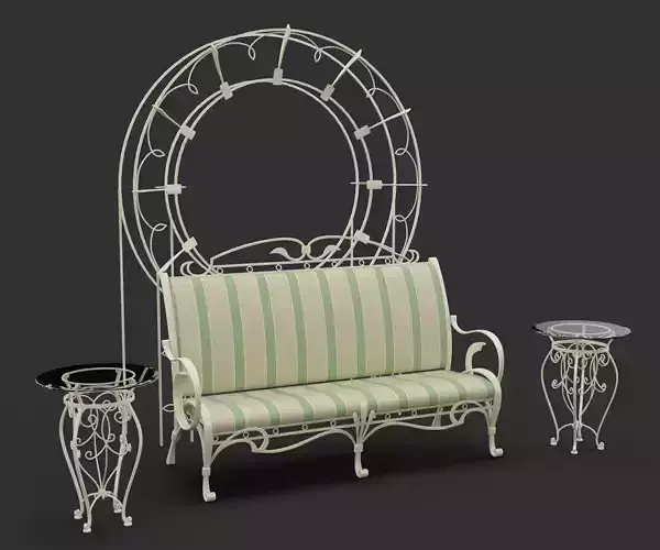 Wrought Garden Furniture - Bench Coffee Table and Pergola