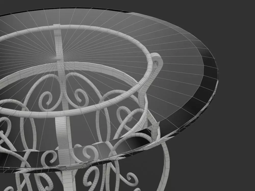 Wrought Garden Furniture - Bench Coffee Table and Pergola 3D model_7