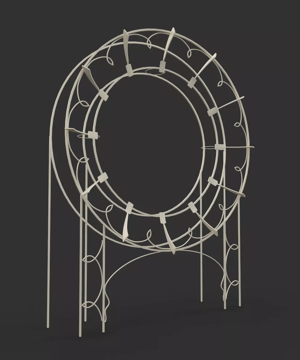 Wrought Garden Furniture - Bench Coffee Table and Pergola 3D model_8