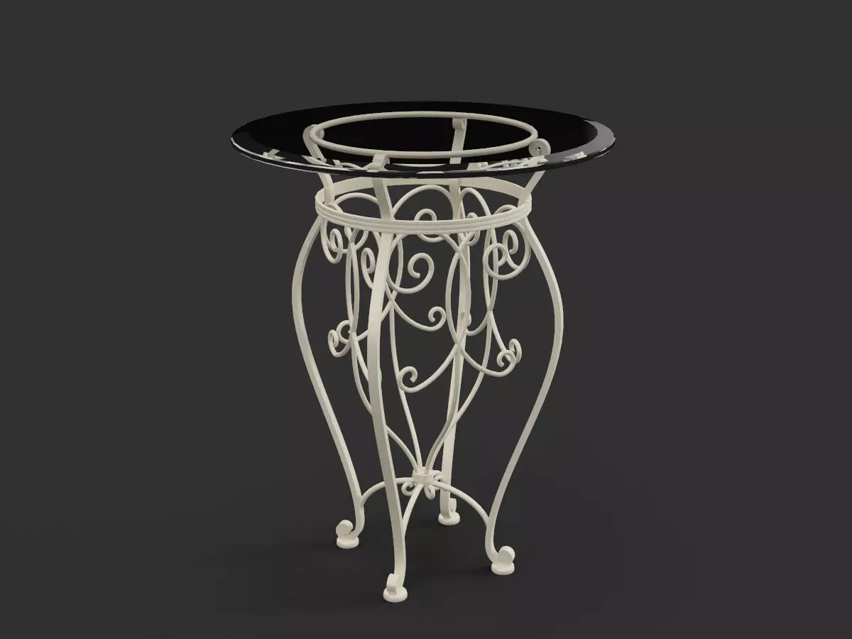 Wrought Garden Furniture - Bench Coffee Table and Pergola 3D model_5