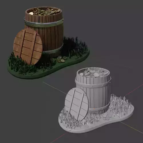 Gold Treasure Barrel Prop Fantasy Loot for Tabletop RPG  STL 