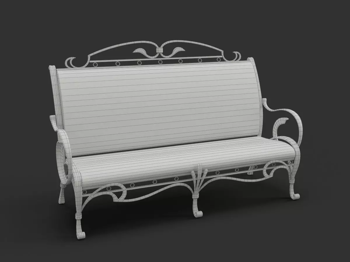 Collection of Wrought Decorative Elements and Garden Furniture 3D model_1
