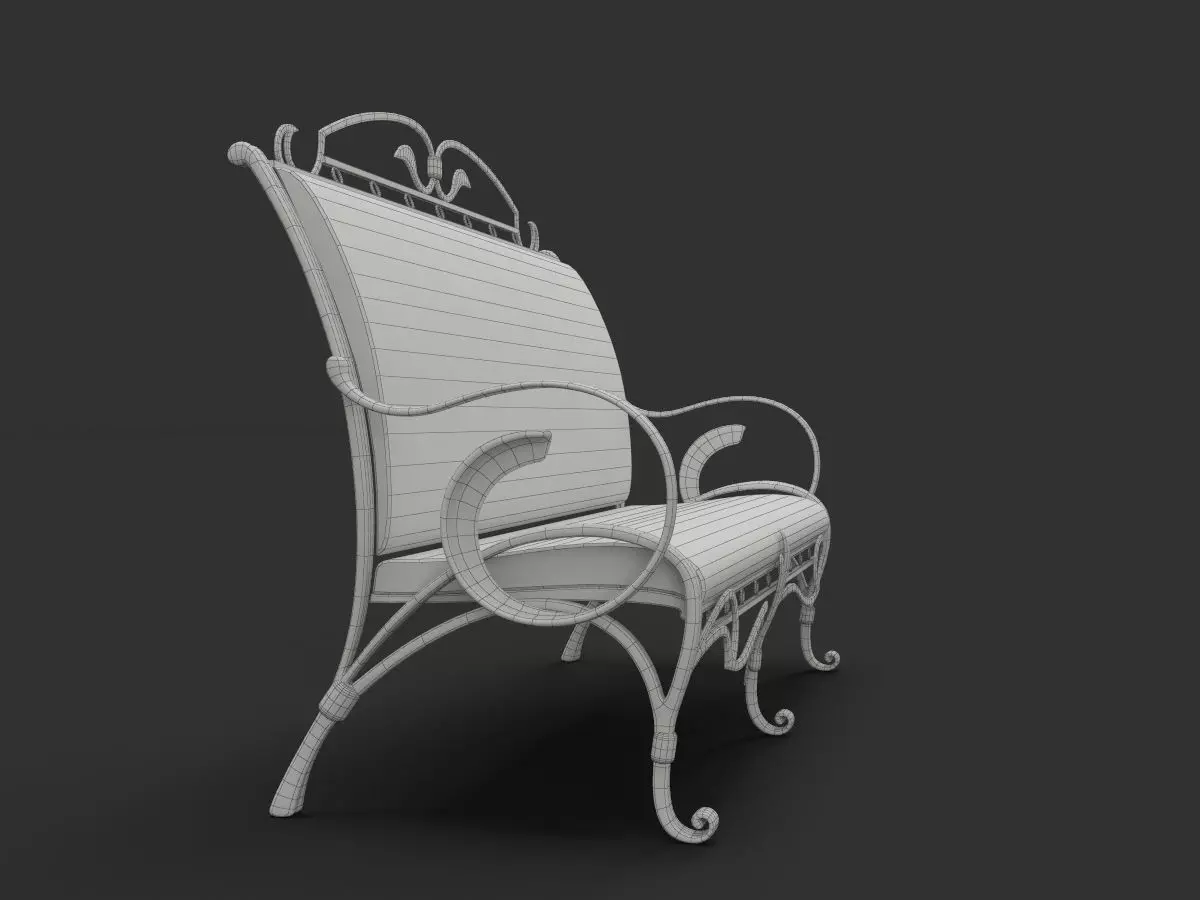 Collection of Wrought Decorative Elements and Garden Furniture 3D model_2